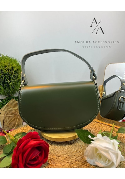 Amoura Accessories Klasik Yarım Ay Çanta Koleksiyonu Süpriz Hediyeli Açık Haki