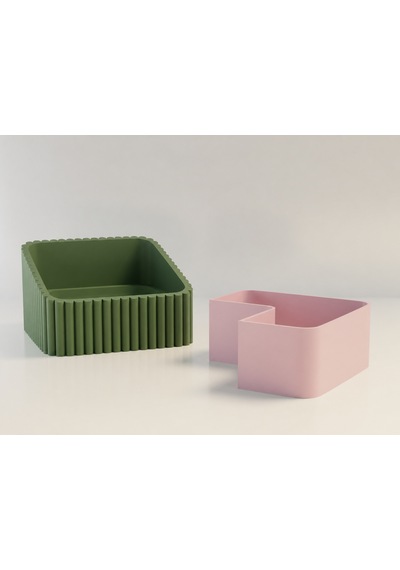 3d Baskı Fıstık Kasesi - Çift Hazneli Kabuk Ayırıcı Sunum Kasesi - Yeşil Pembe Diğer