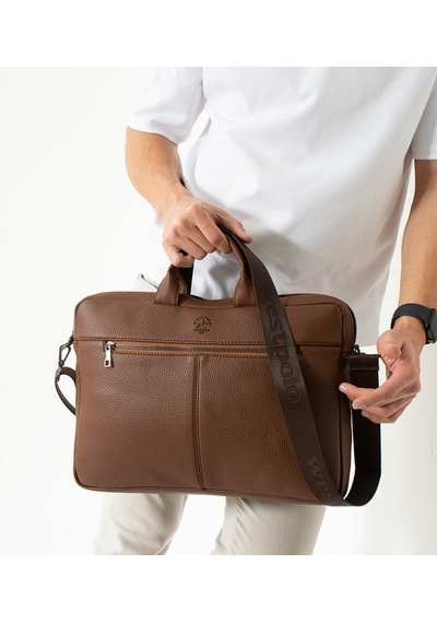 Westpolo Vegan Deri Unisex Laptop, Evrak Çantası - 6063 Taba