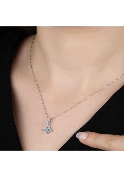 Swarovski Taşlı Gümüş Tektaş Kadın Kolye (521431684)