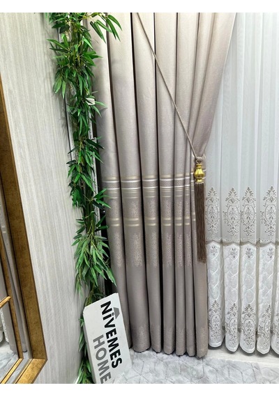 Nivemeshome Ft632255 V-5228 Antakya Vizon 1/3 Sık Pileli Fon Perde Apm Vizon