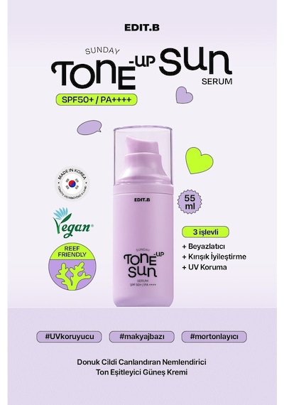 Edıtb Makyaj Bazı Olarak Da Kullanılabilen Nemlendirici Aydınlatıcı Etkili Edıt.b Tone-up Sun Serum Spf50