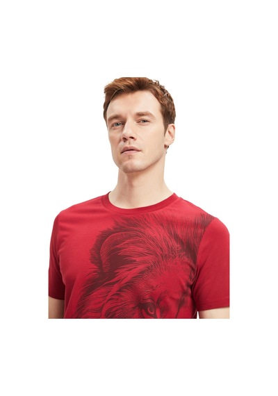 Galatasaray Lisanslı Aslan Baskılı T-shirt Kırmızı.