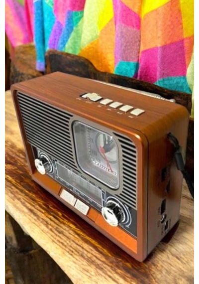 Mey İthalat Ahşap Görünümlü Retro Bluetooth Radyo Usb,aux Ve Sd Kart Girişli