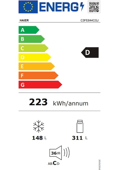 Haier C3FE844CGJ 459 LT No-Frost Kombi Tipi Buzdolabı