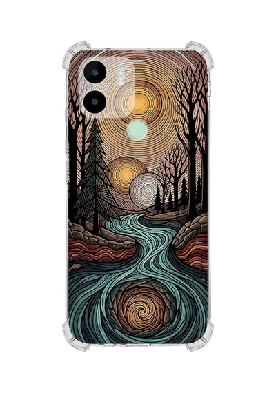 Printify Xiaomi Redmi A1plus İle Uyumlu Simya Serisi Girdaplar Tasarımlı Uv Baskılı Köşe Korumalı Antişok Kılıf Şeffaf