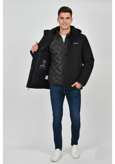 Dynamo Erkek Kapüşonlu Spor Mont 2 Parça Regular Fit 3362 Bgl-st04898 Siyah
