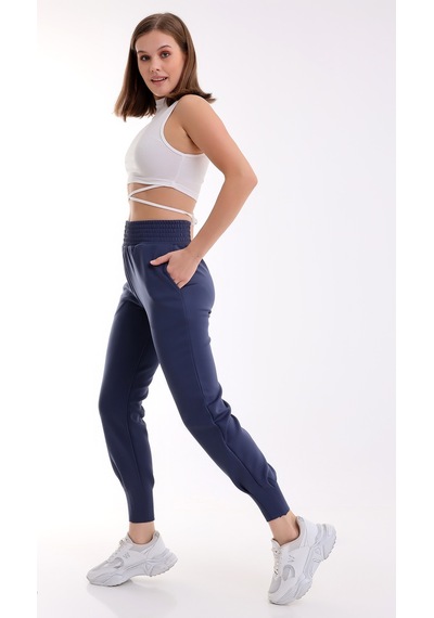 Dechival Scuba Dalgıç Jogger Eşofman Altı Yüksek Bel Geniş Kemer Paça Pile Detaylı İndigo Dechival Scuba Dalgıç Jogger Eşofman Altı Yüksek Bel Geniş Kemer Paça Pile Detaylı İndigo