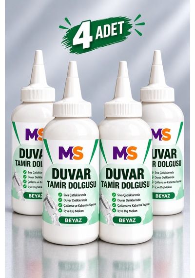 4 Adet Hazır Duvar Tamir Dolgusu Beyaz 220 Gr Macunu Zemin Alçı Sıva Çatlak Boşluk Onarıcı Giderici 1 KG
