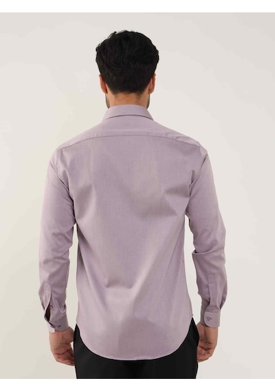 Dufy Lila Erkek Slim Fit Düz Brent Yaka Uzun Kol Gömlek - 102504-lila Lila