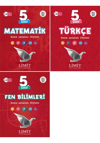 Limit 2025 5. Sınıf Matematik + Türkçe + Fen Konu Anlatım Seti 3 Kitap Güncel Müfredat