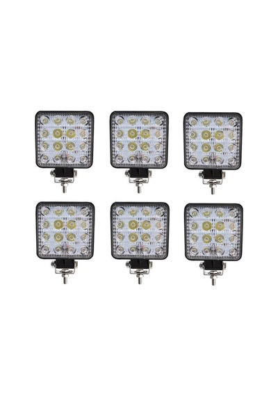 Off Road Beyaz Işık Sis Farı Lambası 16 Led Kare 12-24v 6 Adet