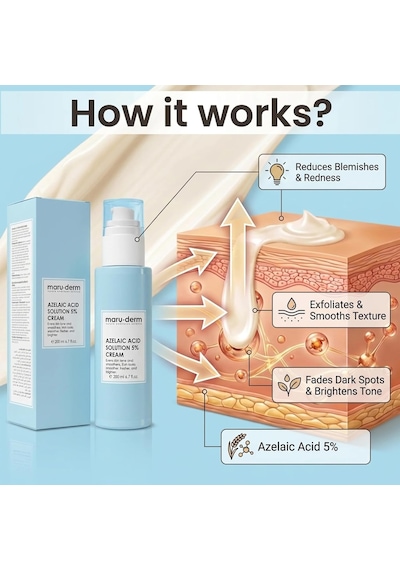 Maruderm Azelaik Asit%5 Cilt Bakım Kremi Kızarıklık, Lekelenme Ve Cilt Tonu Düzensizliğine Karşı, Meyan Kökü & Hyaluronik Asit İle, 200 Ml