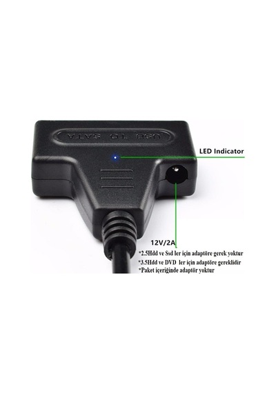 USB Type C 3.1 To 2.5 / 3.5 SATA 3 SSD HDD Harddisk DVD Çevirici
