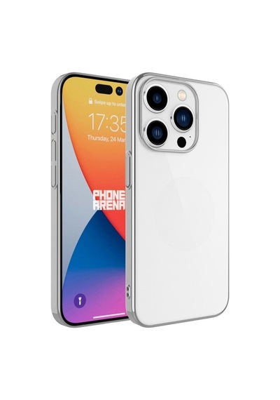 Apple Uyumlu iPhone 15 Pro Kılıf Sert Pc Renkli Çerçeveli Zore Riksos Kapak Koyu Gri