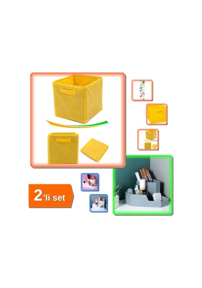 Sarı Çok Amaçlı Sarı Düzenleyici Kutu + Masaüstü Köşe Düzenleyici Makyaj Organizer - 2li Set F3k1v4 Belirtilmemiş