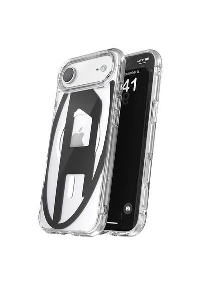 Diesel Apple iPhone 17 Air Uyumlu Magsafe Destekli Oval D Metalik Kılıf - Siyah