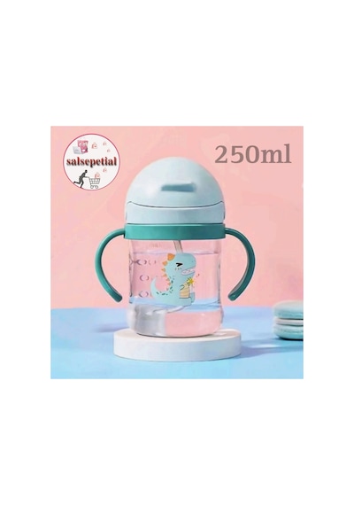 Türkçe Konuşan Şarkı Söyleyen 23cm Et Bebek 250ml Figürlü Pipetli Bebek Matara Biberon 2'li Set Yeşil