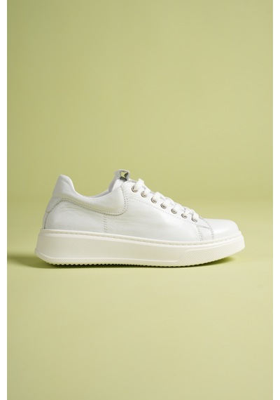 Analin Shoes Kadın Hakiki Deri Bağcıklı Casual Spor Ayakkabı Beyaz