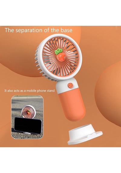 Alepera Electronic - 3 Kademeli Şarjlı Mini El Fanı - Turuncu & Beyaz Renk