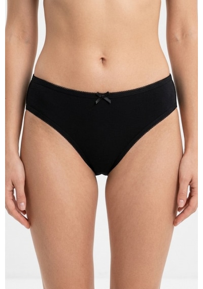 Mataş Kadın 6'lı Paket Pamuklu Bikini Külot Esnek Yumuşak İz Yapmaz İç Çamaşırı Siyah