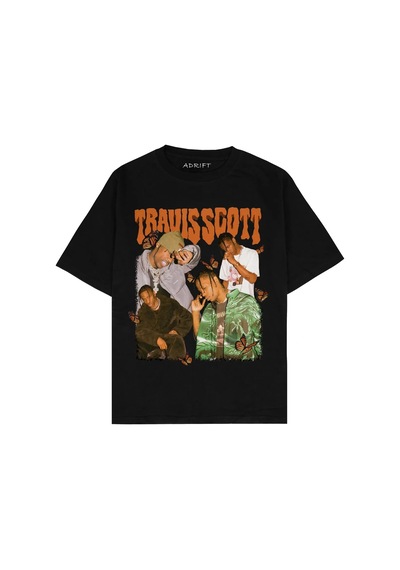 Adrift Travis Scott Siyah Oversize Unisex T-shirt Siyah