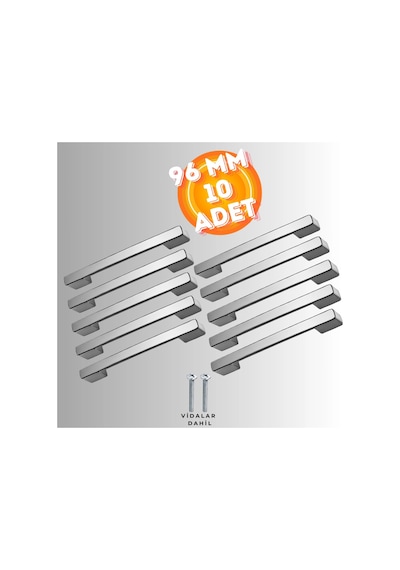 Köprü Kulp Dolap Çekmece Kulbu Metal Kulp 96 Mm 10 Adet Krom
