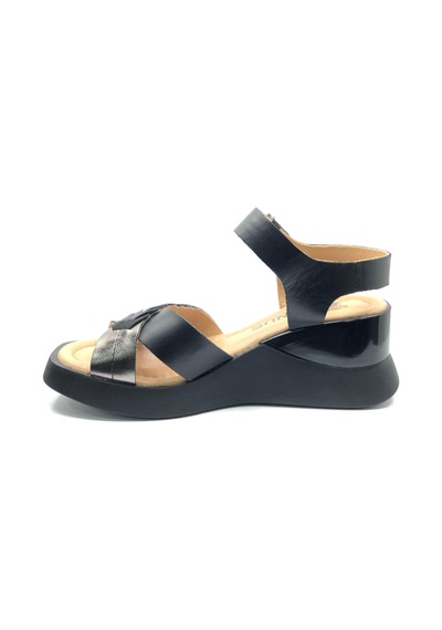 Venüs Vollig Hakiki Deri Comfort Ortopedik Kadın Sandalet Siyah