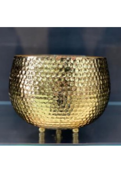 Vz-49 Darbeli Orta Orkidelik Gold 12 Cm Boy 21 Cm Çap Dekoratif Modern Şık Saksı Altın