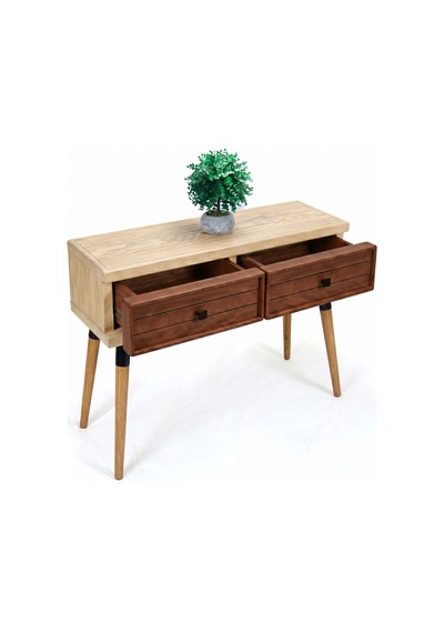Mobenta Stria Entry: Modern Masif Dresuar 2 Çekmeceli Antre Konsolu - 120x31 Bz-bk Krem-bakır