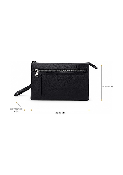 Alphaclub Bag Erkek Hakiki Deri Siyah Çok Bölmeli El Çantası Model 898