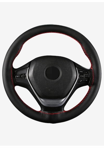 Fiat Albea Uyumlu Dikmeli Direksiyon Kılıfı Noktalı-kırmızı Ipli 38cm 11cm