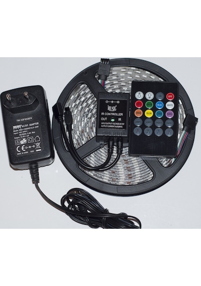 Led Rgb Şerit İç Mekan + Kumanda 5 Metre Müziğe Duyarlı Set