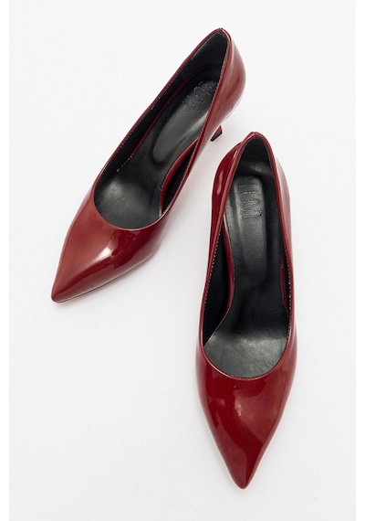Luvishoes Pedra Bordo Rugan Kadın Topuklu Ayakkabı Bordo Rugan