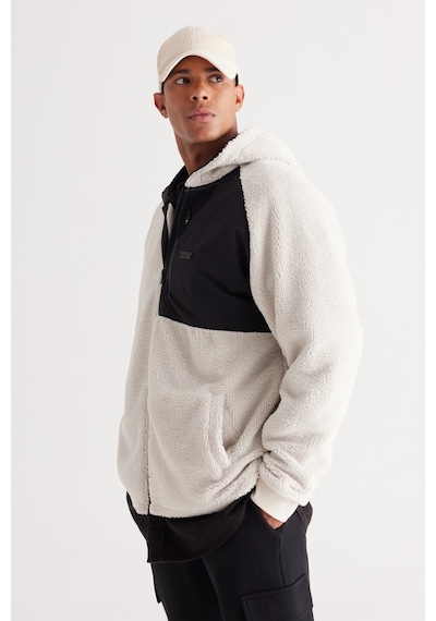AC&Co / Altınyıldız Classics Erkek Bej Oversize Bol Kesim Kapüşonlu Polar Bej