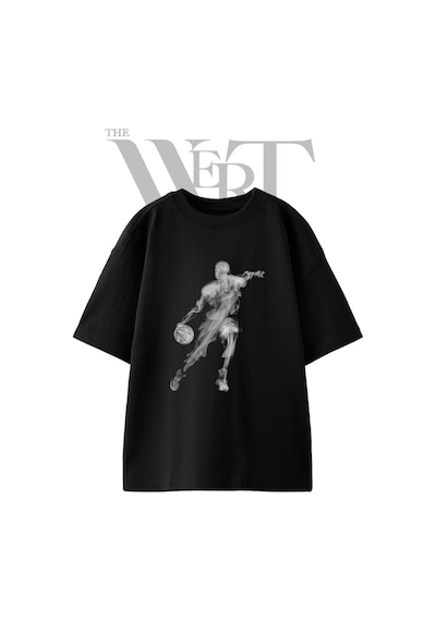 Thewert Duman Basketbolcu Tasarım Baskılı Ünisex Siyah Oversize T-shirt