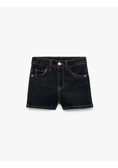 Koton Pamuklu Cepli Denim Şort Koyu İndigo 6skg40109ad Koyu Indigo