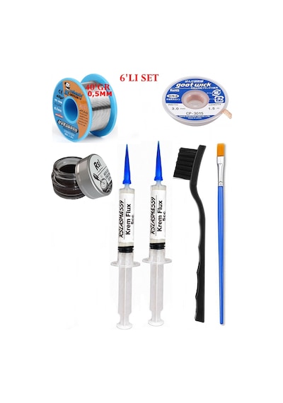 Lehimleme Seti 40 G 0,5 Mm Lehim Teli Cp-3015 Lehim Fitili Flux Lehim Toplama 2fırça Seti Tk124