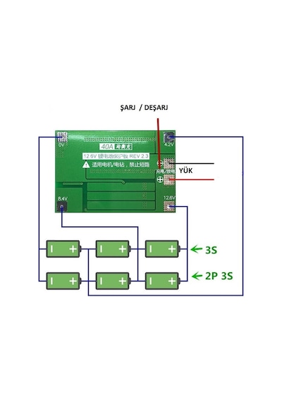 3S 40A 18650 Bms Lityum Pil Şarj Koruma Modülü Balans Versiyon