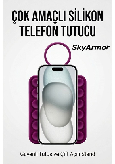 Vantuzlu Telefon Tutucu Silikon Yapışkanlı Sabitleyici, Selfie Ve Video İçin Duvar Askısı Sky163 Mor