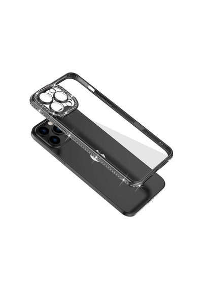 Apple Uyumlu iPhone 12 Pro Kılıf Kamera Korumalı Taşlı Zore Mina Kapak Gümüş