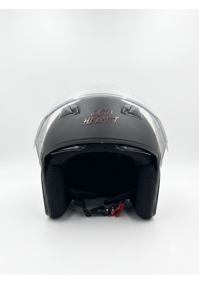 Oso Helmet Yarım Kask Gözlüklü Siyah - M Beden