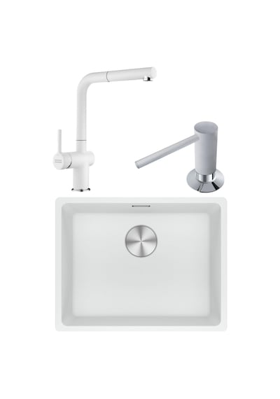Franke Maris Mrg 110-52 Granit Eviye + Active Plus 2.0 Armatür + Bianco Sıvı Sabunluk Set 3'lü