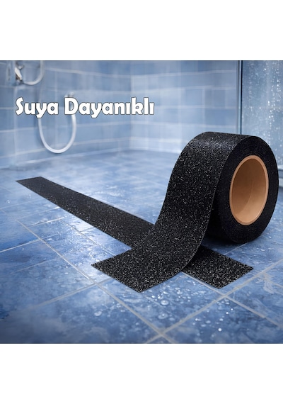 Merdiven Zemin Kaydırmaz Bant Yapışkanlı 5 Cm X 25 Metre Kaymaz Band Siyah