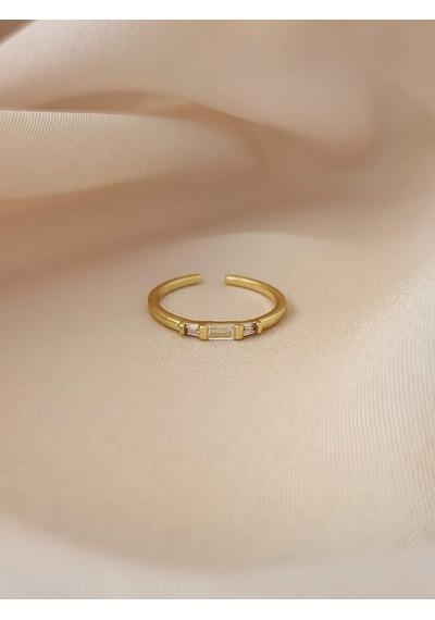 Zirkon Taşlı Eklem Kıkırdak Kemik Ayarlanabilir Model Gold Altın Renkli Yüzük Gold