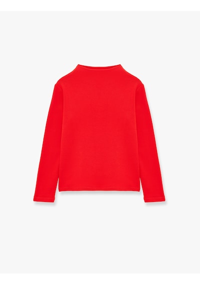 Koton Dik Yaka Modal Karışımlı Uzun Kollu Slim Fit Tişört Kırmızı 7wkg10187ak