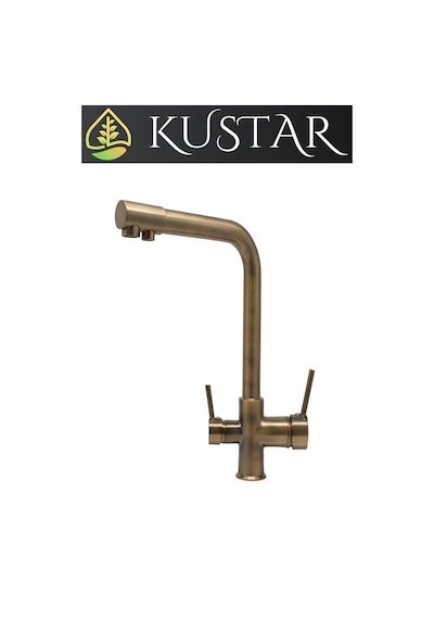 Kustar Antik Eskitme 3 Yollu Arıtma Çıkışlı Aç Kapa Sıcak Soğuk İçme Suyu Çıkışlı Mutfak Eviye Bataryası
