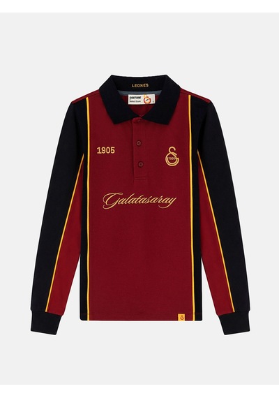Gs Store Galatasaray & Reflect Studio Uzun Kollu Polo T-shirt Rse2621 Bordo-siyah