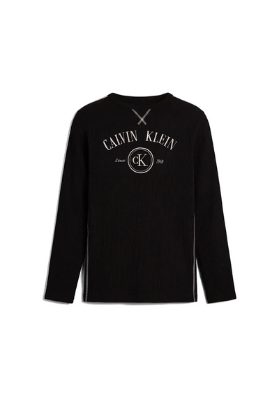 Calvin Klein Waffle L/s Crew Neck, Ub1 Siyah Erkek Sweatshirt