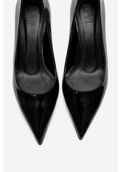 Luvishoes Velmıra Siyah Rugan Kadın Topuklu Ayakkabı Rugan Siyah